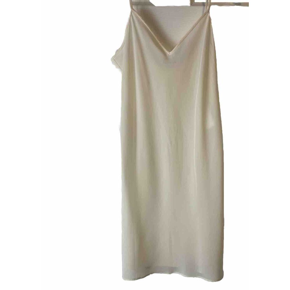 Diane Von Furstenburg Sheer Chemise Slip Dress Sz 4 Ivory V Neck